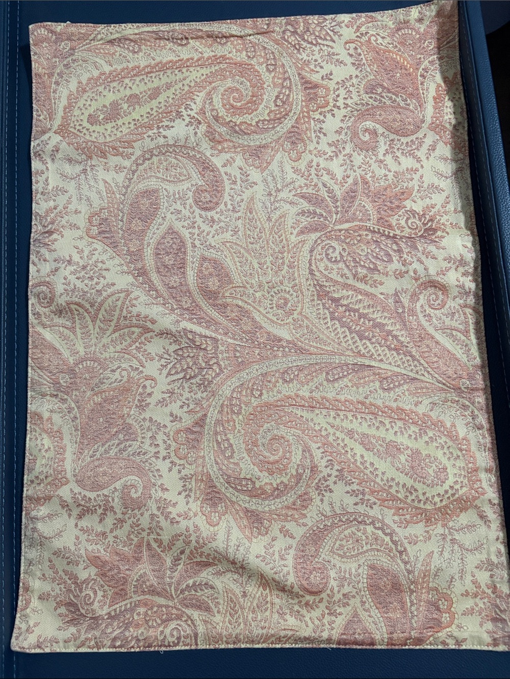 Vintage Pottery Barn Paisley Peach and Cream Cotton Placemats set of 4